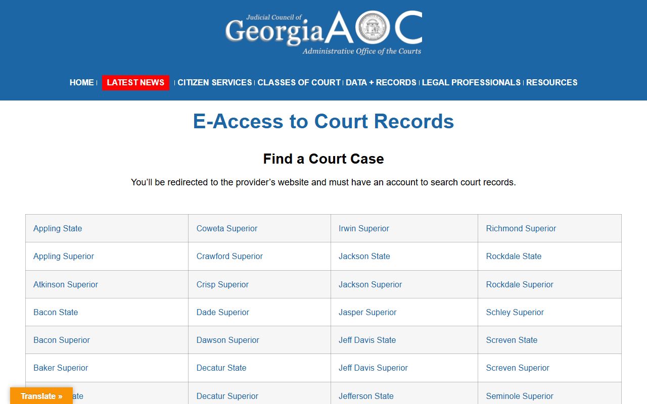 Jeff Davis County court records after arrest Georgia eAccess directory
